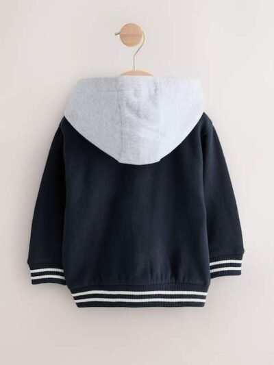 Navy Blue Bear Jersey Bomber Jacket