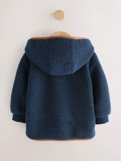 Navy Blue Hooded Fleece Zip Through Jacket