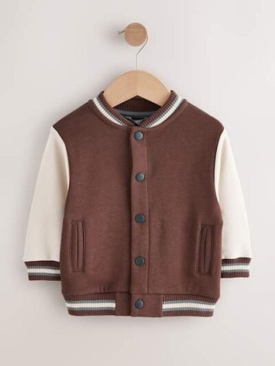 Chocolate Brown Jersey Bomber Jacket