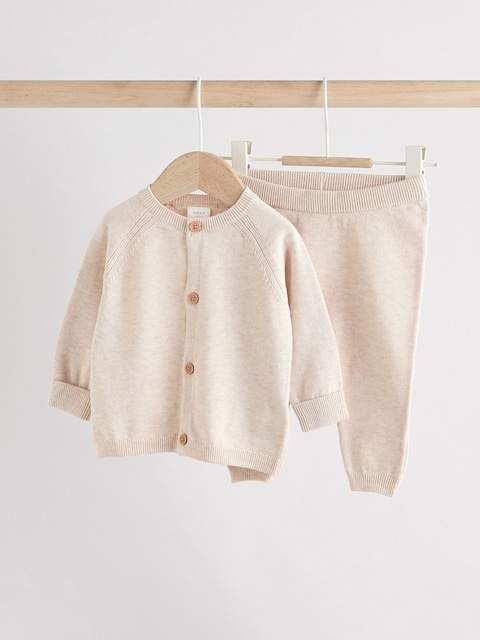 Natural Knitted Baby Jumper And Legging Set