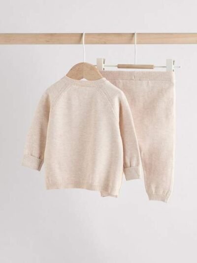 Natural Knitted Baby Jumper And Legging Set