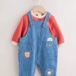Bright Character Stripe Baby Denim Dungarees and Bodysuit Set