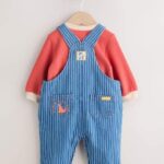 Bright Character Stripe Baby Denim Dungarees and Bodysuit Set