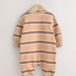 Rust Brown Stripe Baby Sweat Romper