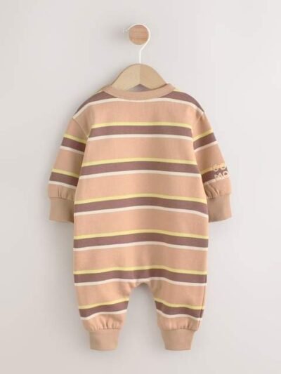 Rust Brown Stripe Baby Sweat Romper