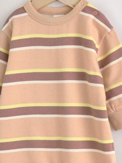 Rust Brown Stripe Baby Sweat Romper