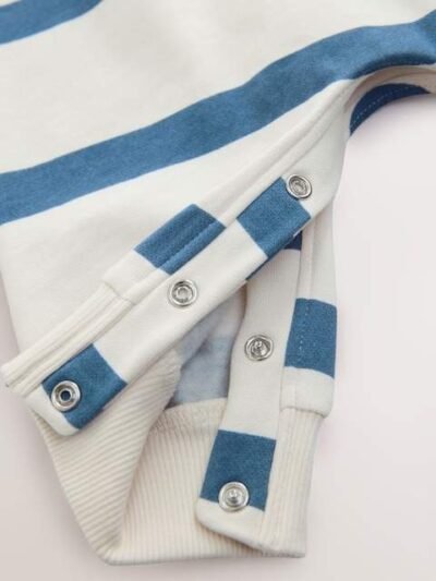 Blue Stripe Baby Sweat Romper