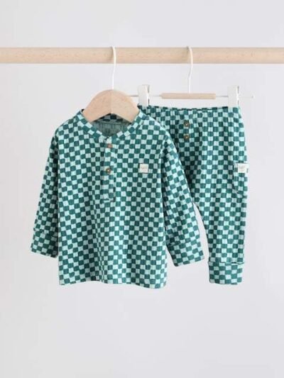 Green Checkerboard Top and Leggings 2 Piece Baby Set
