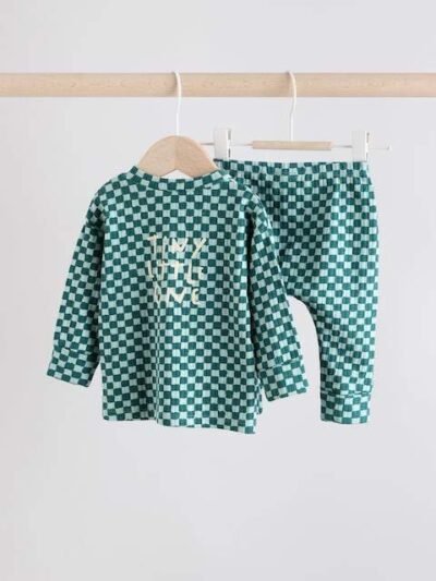 Green Checkerboard Top and Leggings 2 Piece Baby Set
