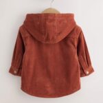 Rust Red Hooded Corduroy Overshirt & T-Shirt Set 2 Piece