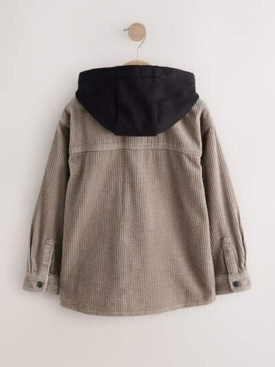Stone Corduroy Hooded Overshirt