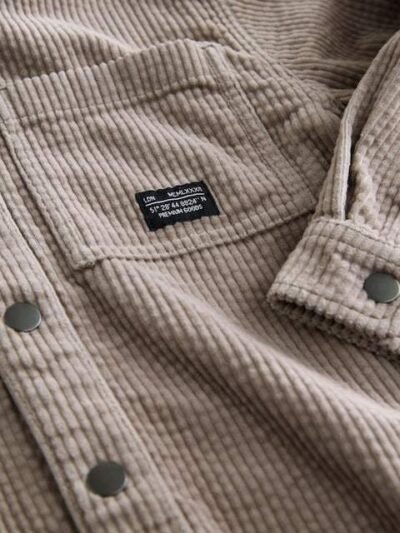 Stone Corduroy Hooded Overshirt