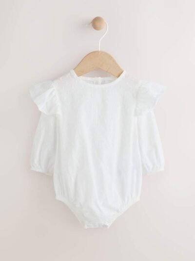 Pink/ White Baby Romper and Knitted Dungarees with Tights 3 Piece Set