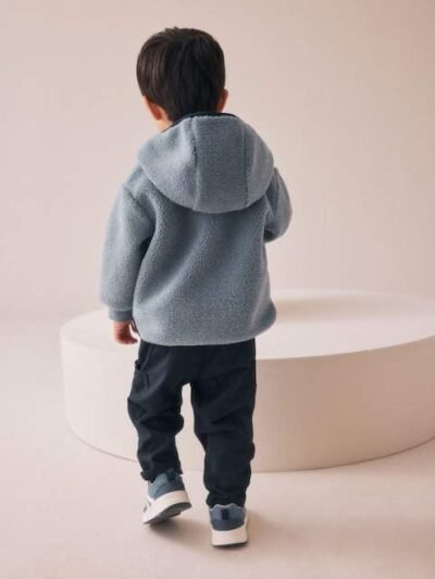 Light Blue Hooded Fleece Zip Through Jacket