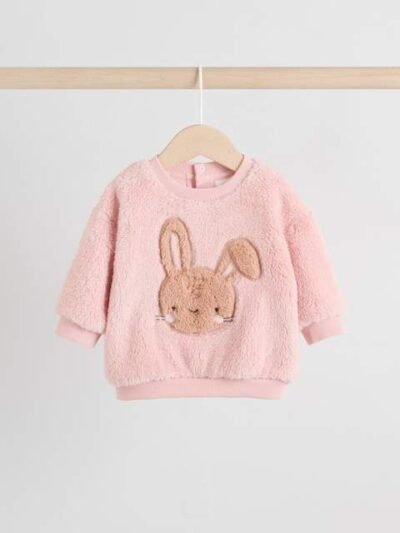 Pink Bunny Baby Fleece Tops and Leggings Set 2 Piece