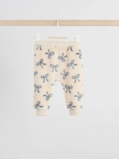 Black/White Soft Velour Bow Print Jumper and Trousers Set