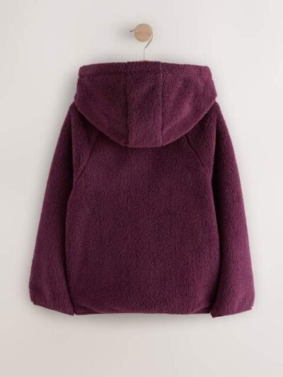 Burgundy Red Hooded Zip Fleece Jacket