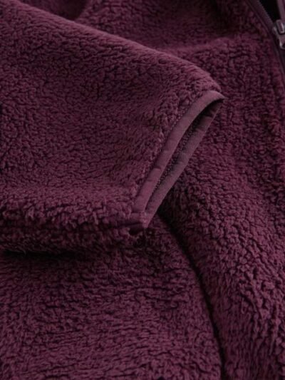 Burgundy Red Hooded Zip Fleece Jacket