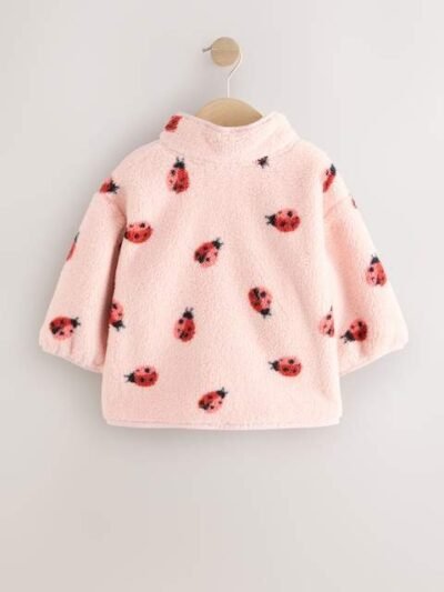 Pink Ladybird Half Popper Fleece