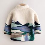 Multi Mountain Scene Patterned Zip Through Fleece