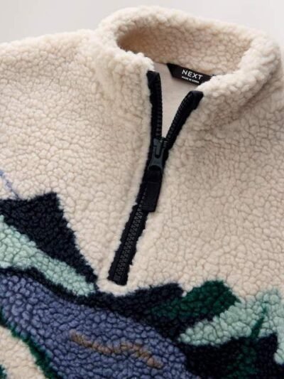 Multi Mountain Scene Patterned Zip Through Fleece