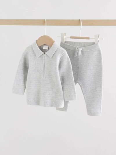 Grey Baby Knitted Jumper and Leggings Set