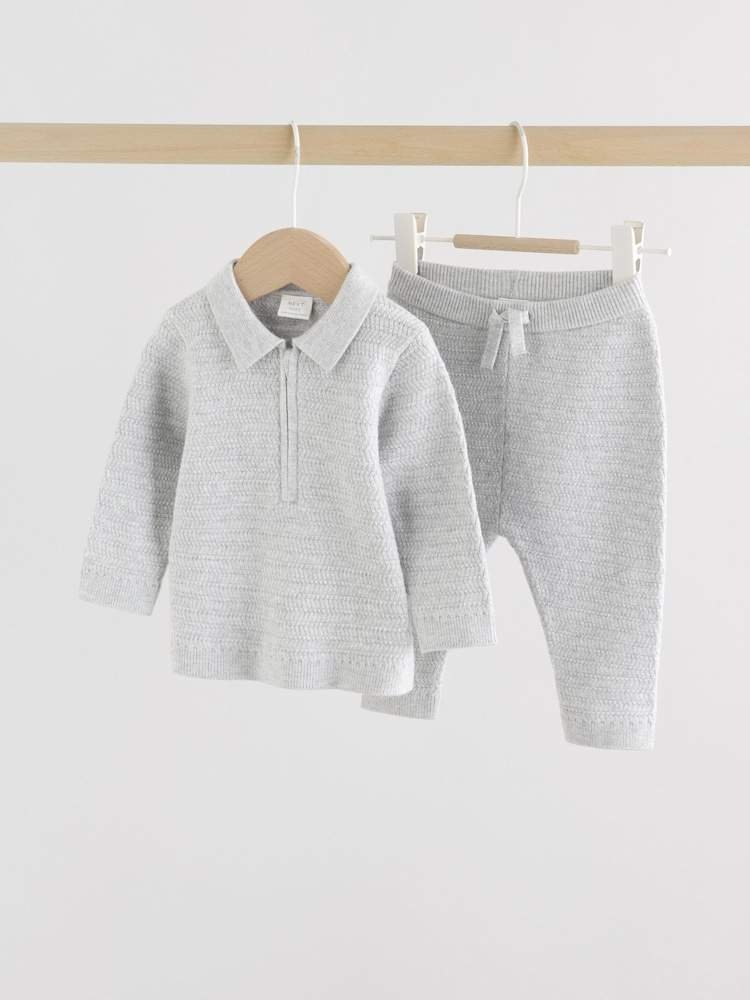 Grey Baby Knitted Jumper and Leggings Set