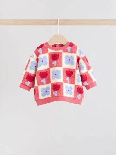 Red/ Purple Check Baby Fleece Tops and Leggings Set 2 Piece