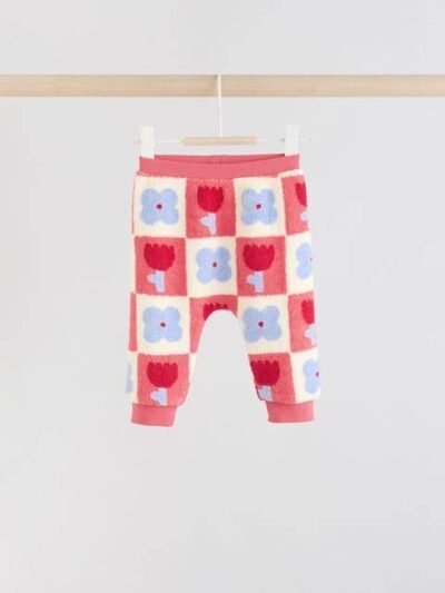 Red/ Purple Check Baby Fleece Tops and Leggings Set 2 Piece