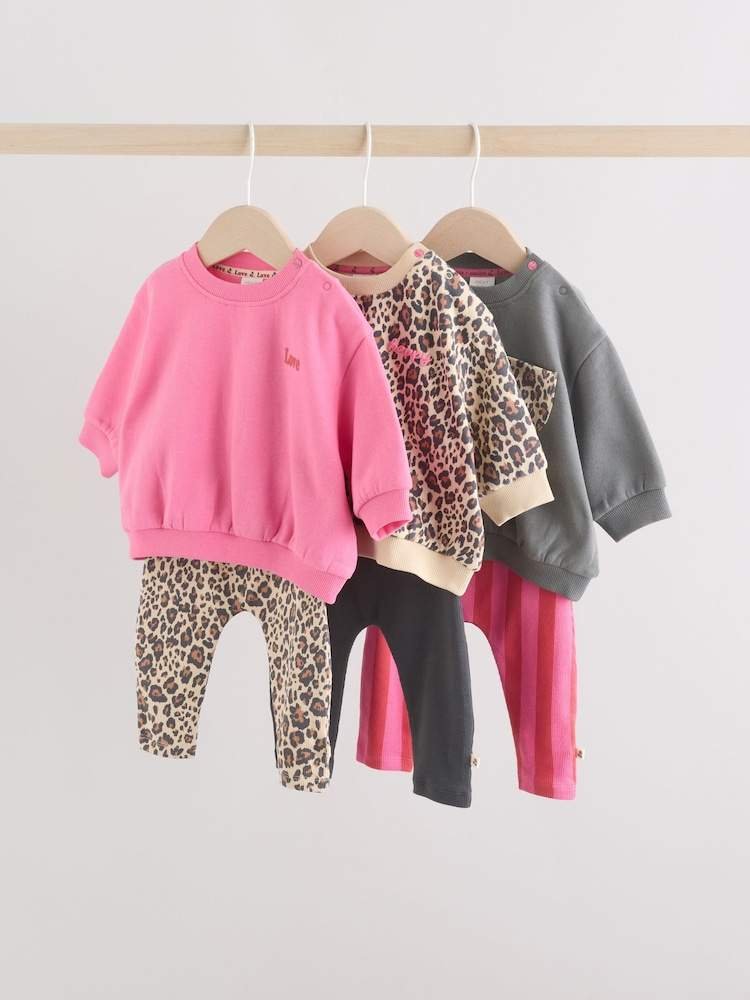 Pink Baby Sweatshirts and Leggings 6 Piece Set