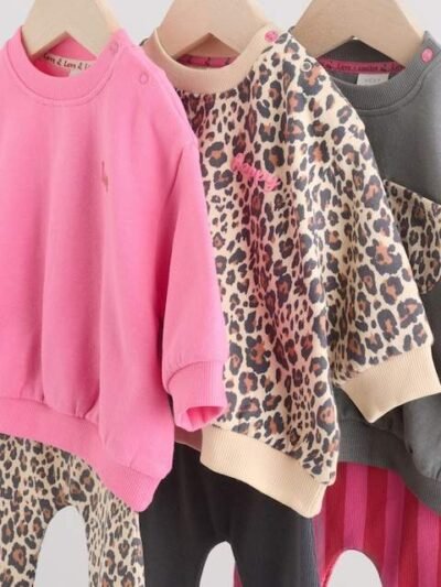 Pink Baby Sweatshirts and Leggings 6 Piece Set