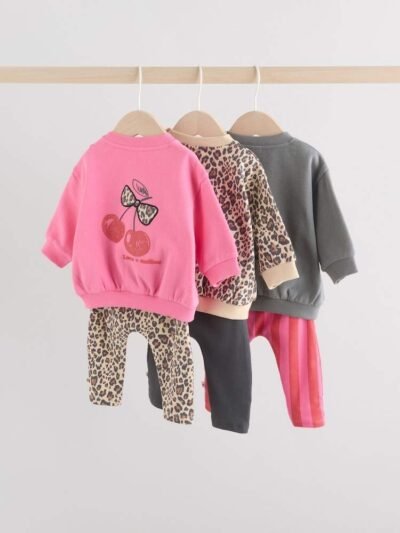 Pink Baby Sweatshirts and Leggings 6 Piece Set