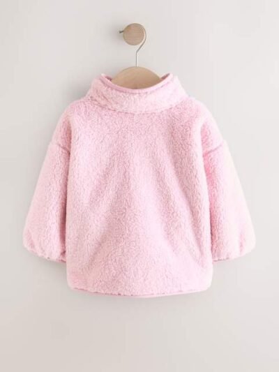 Pink/Blue Bunny Scene Half Popper Fleece