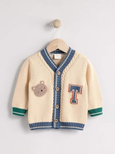 Varsity Bear 100% Cotton Cardigan