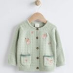 Sage Green Fairy Embroidered Baby Cardigan