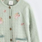 Sage Green Fairy Embroidered Baby Cardigan