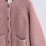 Pink Back Slogan Embroidered Baby Knitted Cardigan