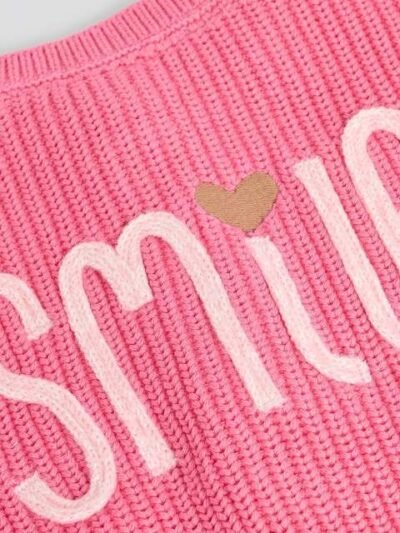 Pink Smile Embroidered Baby Cardigan