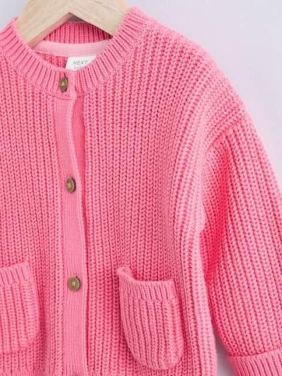 Pink Smile Embroidered Baby Cardigan