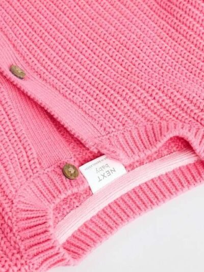Pink Smile Embroidered Baby Cardigan