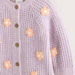Purple and Apricot Flower Baby Embroidered Baby Cardigan