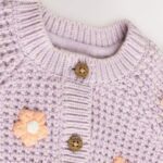 Purple and Apricot Flower Baby Embroidered Baby Cardigan
