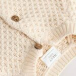 Ecru Knitted Embroidered Baby Cardigan