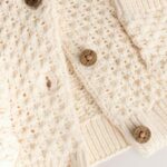 Ecru Knitted Embroidered Baby Cardigan