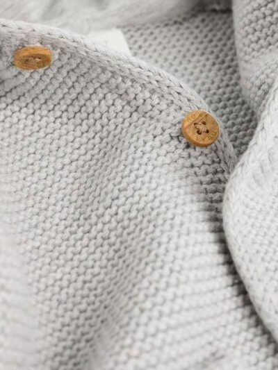 Grey Knitted Hooded Baby Cardigan