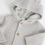 Grey Knitted Hooded Baby Cardigan