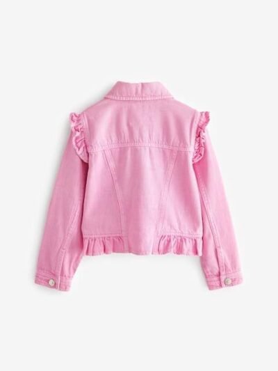 Bright Pink Frill Shoulder Denim Jacket
