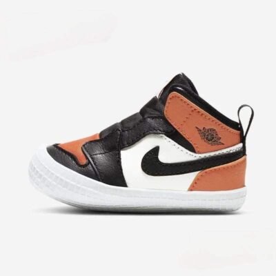 Nike Jordan 1 Crib Bootie Black, Orange & White
