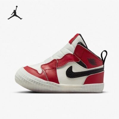 Nike Jordan 1 Crib Bootie White, Red & Black