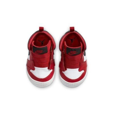 Nike Jordan 1 Crib Bootie Red, White & Black with a Textured Finish